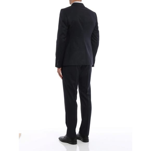 Gucci Mens Monaco Bee Logo Blue Wool 2 Piece Slim Fit Suit Jacket Pants 46 Italy - Picture 3 of 9